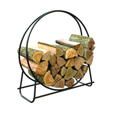 B & K Panacea Black Powder Coated Steel Log Hoop Rack 15209